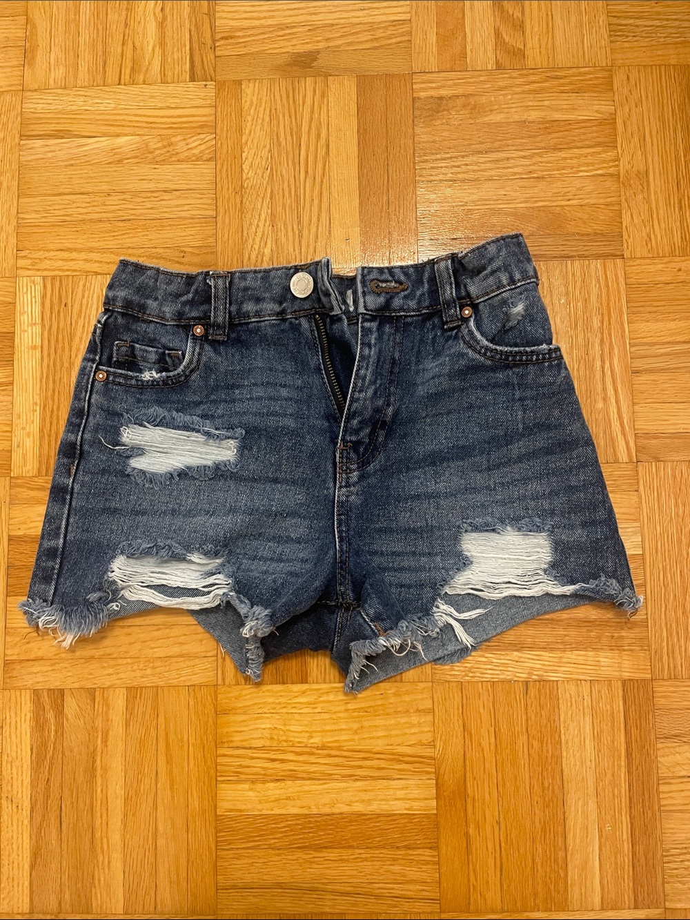 Urban Planet Dark Blue Distressed Denim Shorts